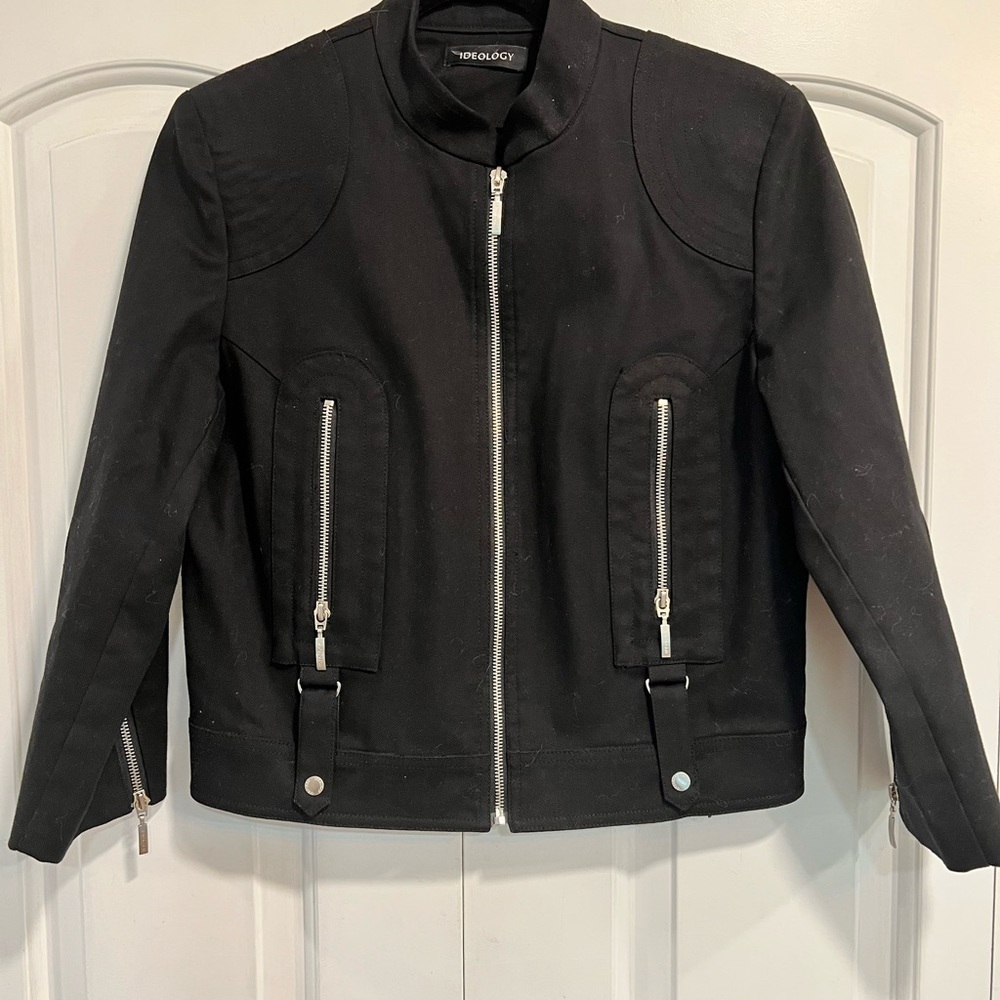 IDEOLOGY Black Jean Jacket with Zippers - Picture 13 of 14